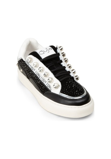 Deery Kadın Hakiki Süet Siyah Taş Detaylı Sneaker - 26273zsyhc01