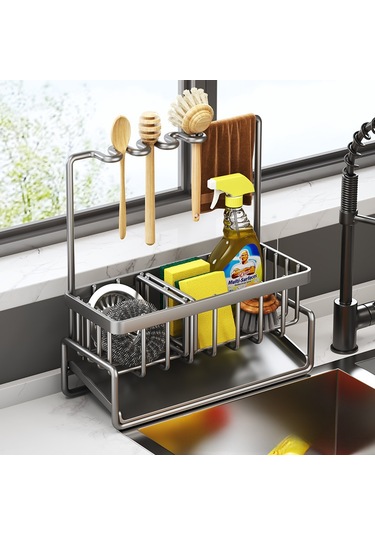 Lemestar Sıvı Toplayan Su Depolama Rafı: Ev Mutfak İçin Ayarlanabilir Sünger, Çelik Top, Mop Saklama Altyapısı Siyah - Taze Sebze Yıkama Fonksiyonu Diğer