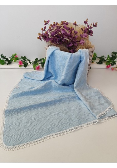 Bebek Battaniyesi Bebek Örtüsü Puset Örtüsü Çok Amaçlı Bebek Pikesi Mevsimlik Hediyelik 80x90 Cm Mavi