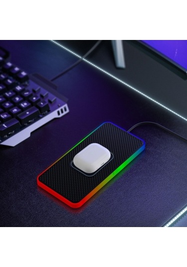 Didadodo 2 In 1 15w Kablosuz Şarj Cih. Kaymaz Mat, Renkli Işıklı Usb-c Kablo 0,5 M