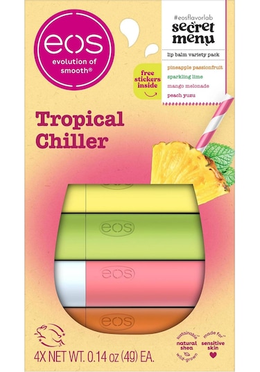Eos Lip Balm Tropical Chiller Dudak Balsamı Çeşit Paketi 4 Adet