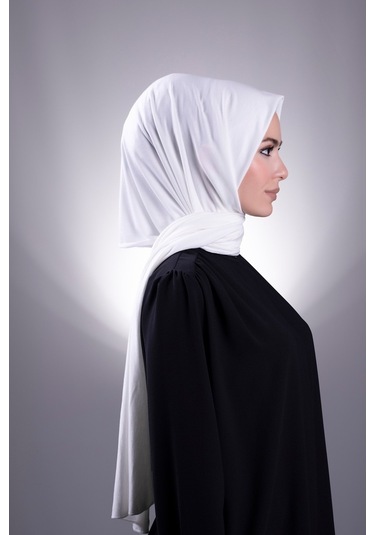 Krem Düz Klasik Şal Viskon Kumaş Likralı Penye 202101_40 Krem