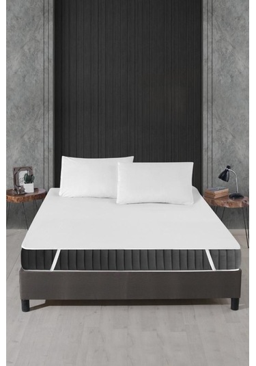 Alez Pamuklu Dört Köşe Lastik Yatak Koruyucu 100 200 Cm Beyaz