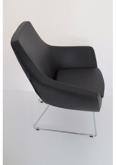 Fahren Siyah Deri Rahat Küçük Ofis Lobi Bekleme Koltuğu