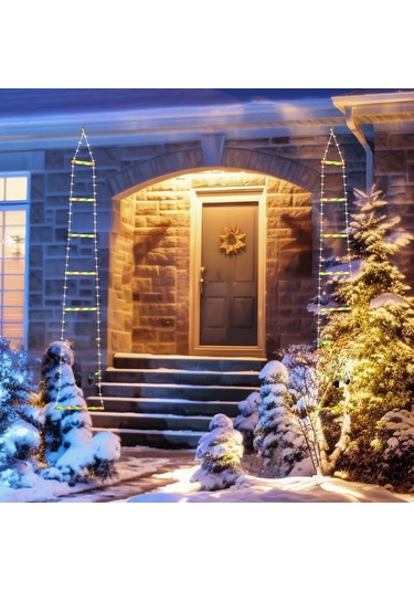 Moveevo Noel Baba Merdiven Tipi Led Işık Dizisi, Dışarıda Kullanılabilir, Su Geçirmez, Çatı装饰ı, Renkli Noel Dekorasyon Işıkları, 5000 Lumen Parlaklık, 5000 Saat Ömür Süresi Diğer