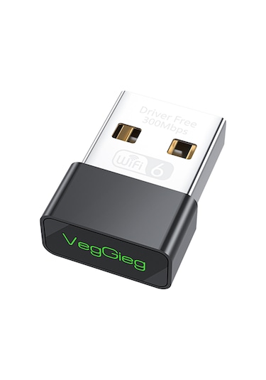 Veggieg 300 Mbps Wifi 6 Çift Bant Kablosuz Alıcı Verici Nano Usb Adaptör