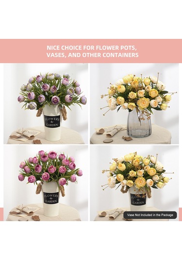 Wezone Pembe Yapay Çiçek Buketi - Şık Salon Dekorasyonu İçin Dayanıklı İpek Kumaş Çiçekler