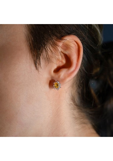 Keops Pırlanta Damla Sitrin Baget Taşlı Küpe