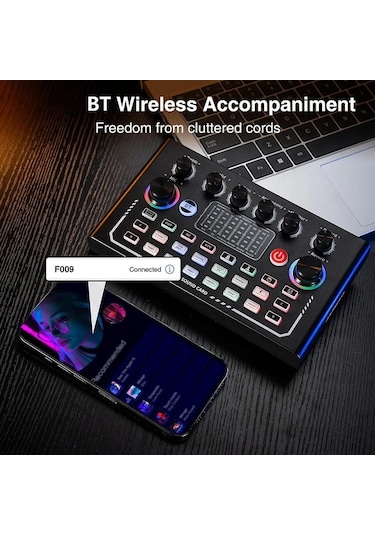 Motion003 F009 Podcast Ekipman Seti Dj Karıştırıcı Ve Ses Arayüzü Stüdyo Mikrofonu Pc A