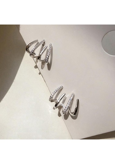 Gümüş Moda Zarif Rhinestone Dekor Kulak Manşet Küpe Kadın İçin 2023 Yeni Varış Noel Hediyesi Damızlık Küpe Gümüş