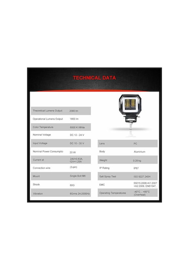 Motosiklet Atv Utv Kamyon Tekne Sis Farı KIRMIZI Angelli 2 Adet