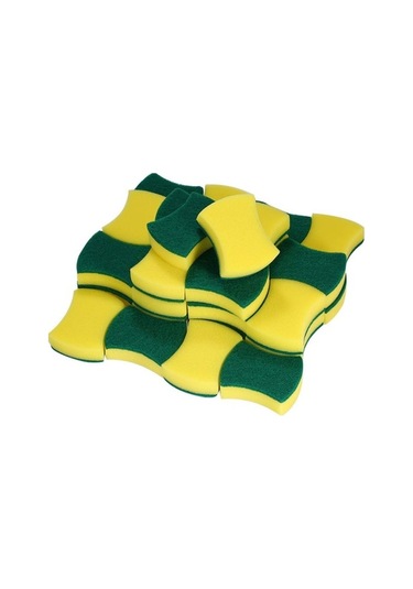 Prestigegoods 30 Adet Çift Yüzlü Sünger Ovma Peddi Bulaşık Yıkama Fırçalama Lekeleri Çıkarma Mutfak Garaj Banyo İçin Yeşil Sarı 10x7x3cm