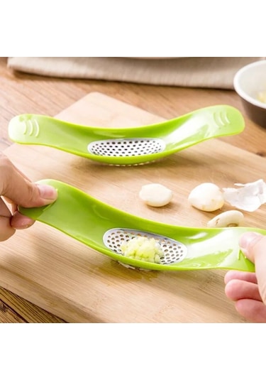 Sones Adet Çok Fonksiyonlu Paslanmaz Çelik Yay Şeklinde Sarımsak Presi Ev Tipi Manuel Sarımsak Ezici, Rastgele Renk Teslimatı
