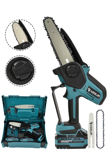 Assur ASR636 21V Çift Akülü Şarjlı Dal Budama Testeresi Mavi