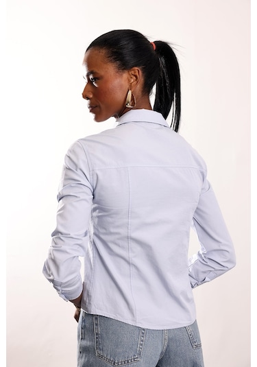 5in1Canpolat Mavi Slim Fit Gömlek 17449 Mavi