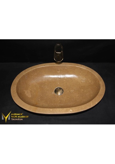 Noche Traverten Oval Elips Lavabo