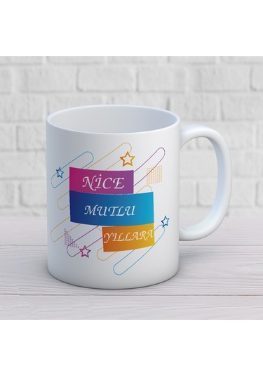 Nice Mutlu Yıllara Yazılı Yılbaşına Özel Hediyelik Kupa Bardak Beyaz