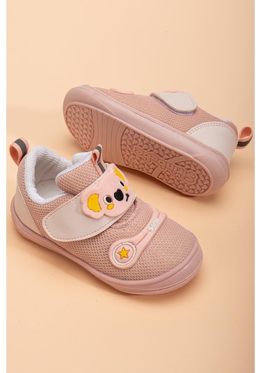 Şirinbebe Ortopedik Kız Bebek İlkadım Ayakkabı Pudra Cırtlı Anorak-4053 Pudra