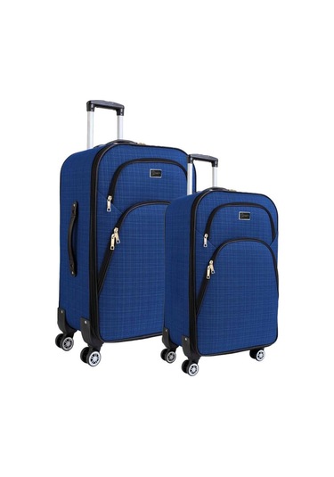 Orta Ve Kabin Boy Valiz Seti 4 Teker Kumaş Valiz Saks Mavi 1081 Mavi