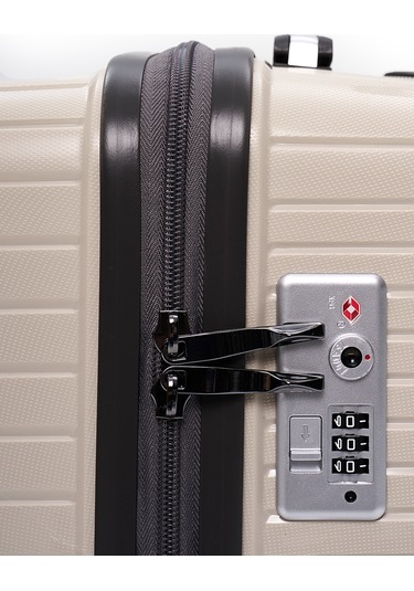 Elatae Exclusive Pro Polipropilen Büyük Boy Kırılmaz Valiz Bej - Antrasit 5239 Bej - Gri