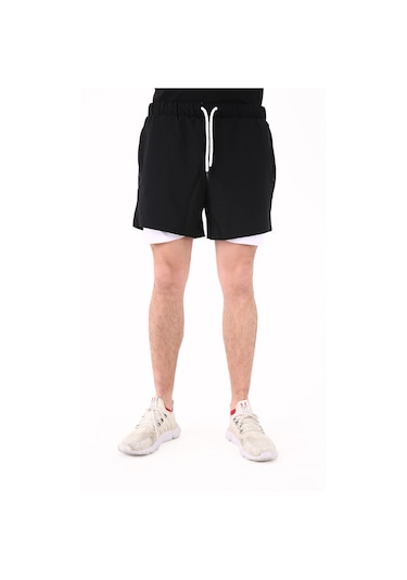 Scorp Extreme Pro Kısa Taytlı Erkek Şort Siyah Beyaz STANDART