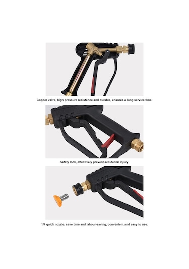 Springsun 5'li Çıkarılabilir Başlıklı Yüksek Basınçlı Su Tabancası - Araç, Bahçe Temizlik Ve Sulama Aparatı