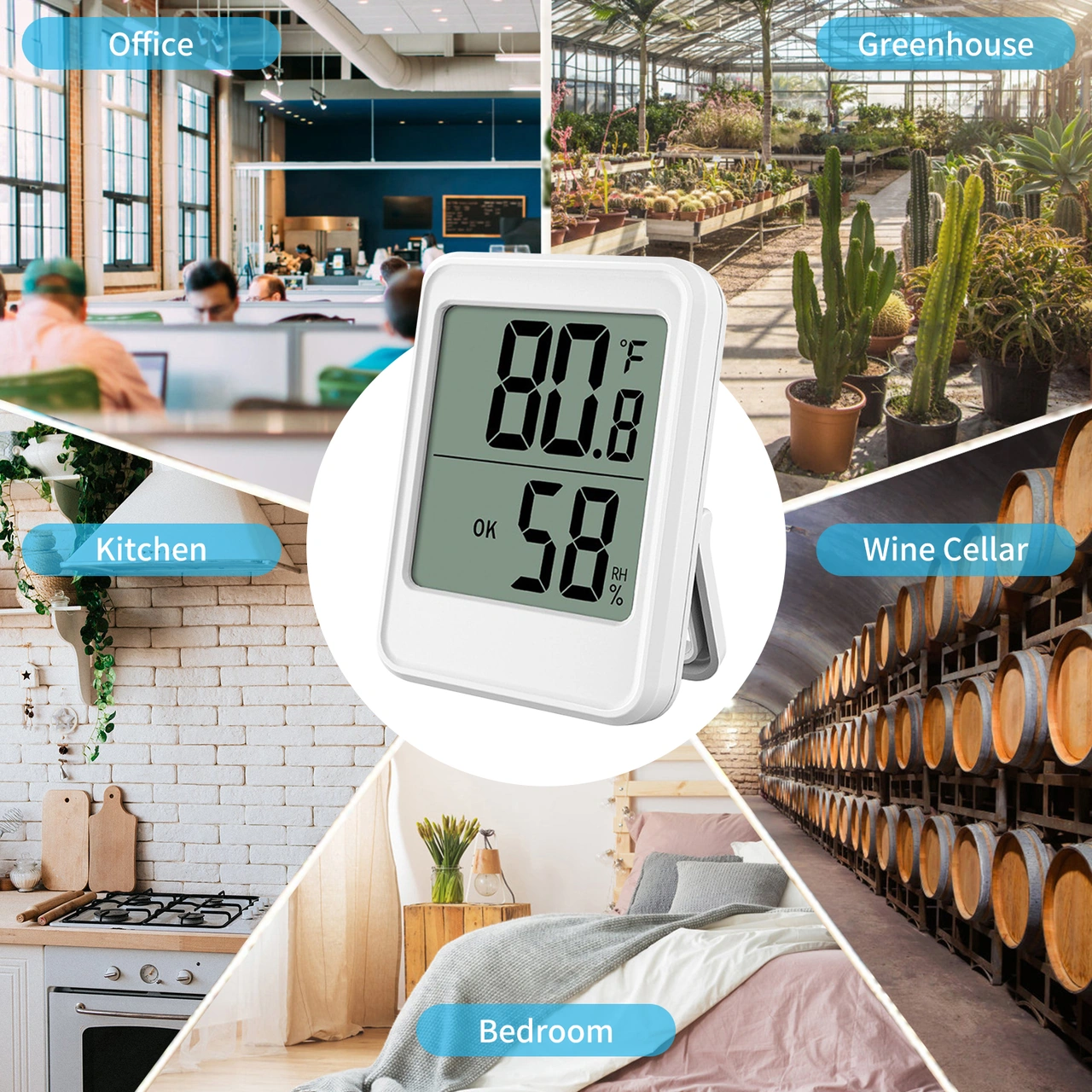 Youmex Ev İçi Beyaz Dijital Sıcaklık Nem Ölçer, Profesyonel Sensör, Kolay Okuma, 3 Kurulum Şekli, Konfor Seviyesi Gösterimi