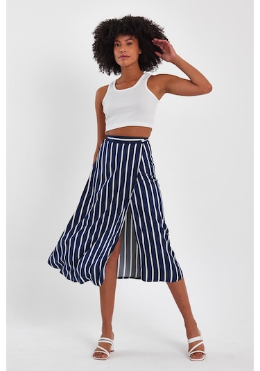 Alexander Gardı Çizgili Desenli Peştamal Uzun Etek B23-0023 001