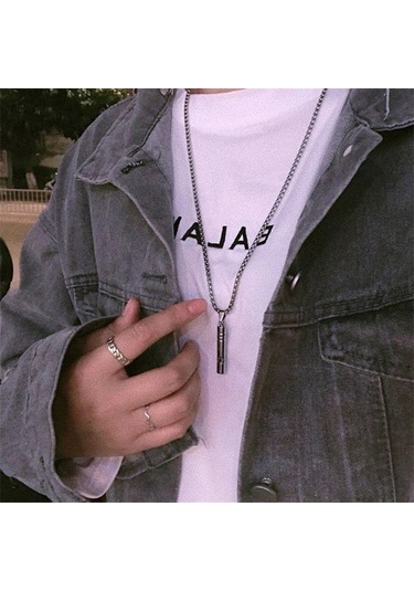 Paslanmaz Çelik Kolye ve Düdük Anahtarlık Seti Çelik