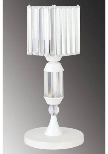 İstanbul Avize Kristal Taşlı Beyaz Kasalı K-15 Beyaz Taş Kafalı Abajur