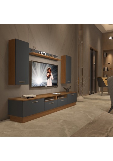 Decoraktiv Trendstyle 5220d Mdf Tv Ünitesi Tv Sehpası Ceviz - Antrasit