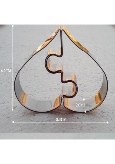 Yeni 2 Parça Sol + Sağ Aşk Kalp Kek Kurabiye Kesici Kalıbı Sevgililer Günü Kullanımı Diğer