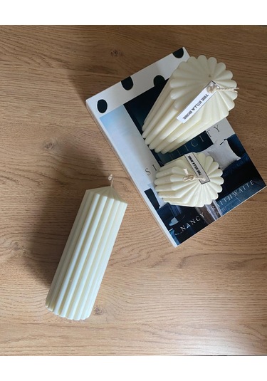 2 ' Li Pilar Model Doğal Renk %100 Soya Mum