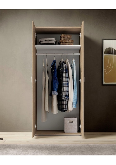 Ada Giyinme Dolabı - Çok Amaçlı Dolap - Gardırop 80 Cm-2 Kapaklı
