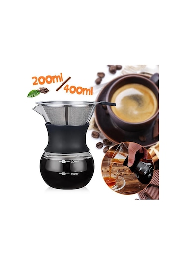 Ücretsiz Kargo + Flaş Fırsat 200ml 400ml Klasik Cam Kahve Makinesi Çelik Filtreli Kahve Makinesinin Üzerine Dökün Yeni