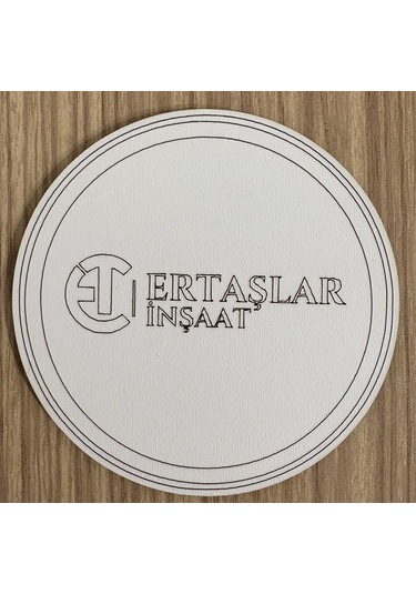 10'lu Kişiye / Şirkete Özel Logolu Bardak Altlığı Seti Lazer Kesim Kurumsal Hediye 9 Cm Beyaz