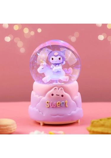 Kuromi İçi Dönmeli Püskürtmeli Işıklı Müzikli Kar Küresi Büyük Boy Alk3038 - 9061108871696ynt