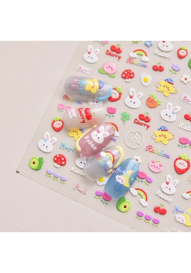 Güzel Kırmızı Meyve Çilek Kiraz Ilmek Aşk Kalp Yıldız İpek Kurdele 5d Nail Art Çıkartmalar Şık Kendinden Yapışkanlı Manikür Çıkartması Koyu Cilt