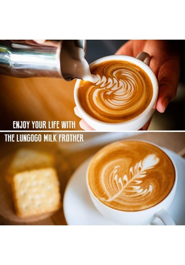 Yaozixa El Tipi Elektrikli Çift Ağızlı Süt Köpürtücü, Latte-cappuccino Barista Sanatı İçin Mikser Pil Dahil Değil Siyah