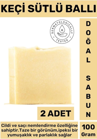 Doğal Güzel Kokulu İpeksi Parlak Görünüm Onarıcı Keçi Sütlü Ballı Sabun 2 Adet