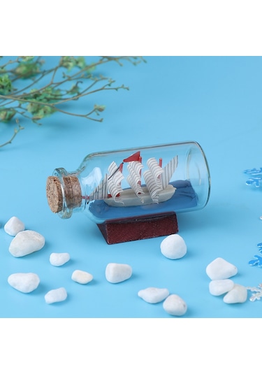 Mini Boy Şişe İçerisinde Gemi Maketi Çok Renkli