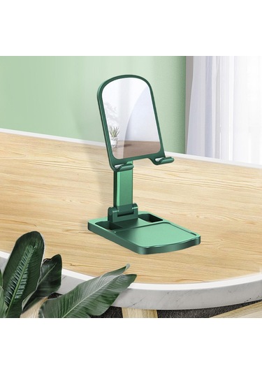 Homyl Katlanabilir Telefon Tutucu Masaüstü Braketi Ayna-yeşili