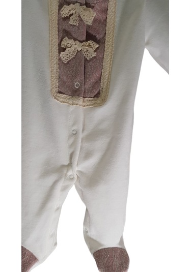 Dantel Detaylı Lüx Kız Bebek Kadife Tulum Çok Renkli