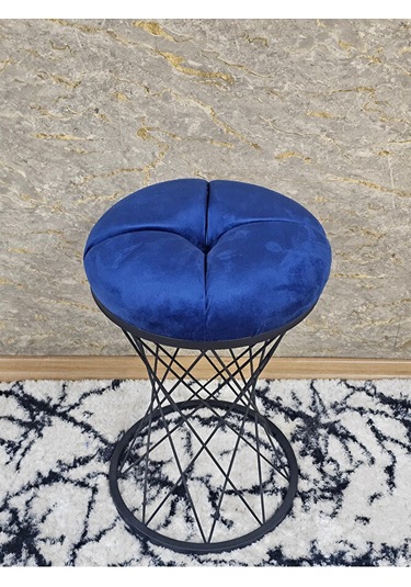 Yuvarlak Siyah Boyalı Puf Oturak - Bench - Ayak Ucu Oturak - Tabu Çok Renkli