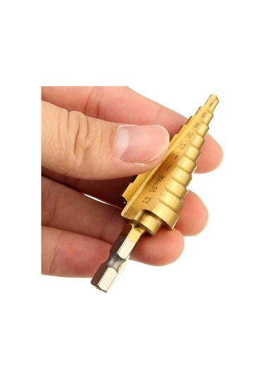 Ccgloball 1 Adet Dayanıklı 422 Mm Yüksek Hızlı Altıgen Titanyum Kaplı Kademeli Konik Matkap Ucu