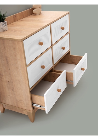 Aymini Strada 4 Kapılı Bebek Odası Takımı Ahşap  -  Beyaz