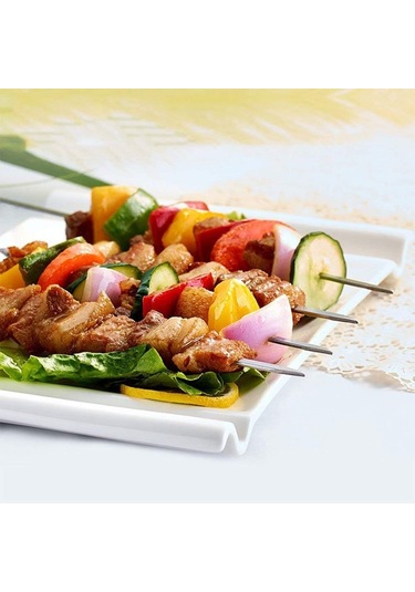 12 Adet Paslanmaz Çelik Kebap, Tekrar Kullanılabilir Kebap Çubukları, Kamp Ateşi Veya Izgara Tavası İçin 50 Cm Kebap