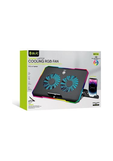 Siyah Rgb 2 Fanlı 9-17" Inç 1.200rpm Telefon Tutacaklı Notebook Dizüstü Soğutucu Stand