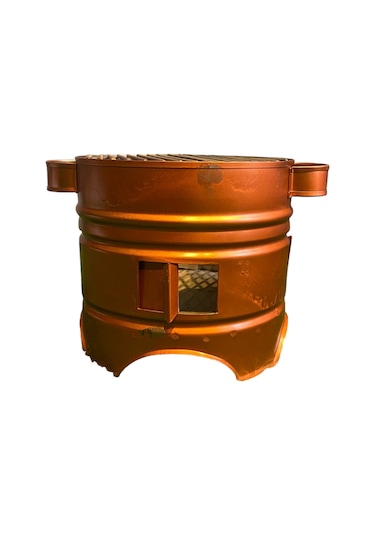 27 Cm 3 Kapaklı Bakır Boyalı Yuvarlak Mangal Altın