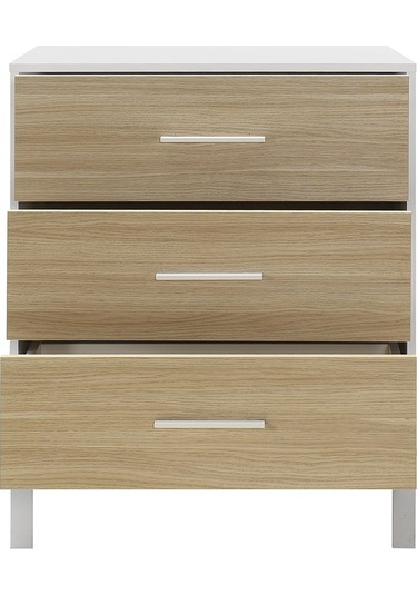 London 3 Çekmeceli Şifonyer-meşe-beyaz 73x88x45 Cm Gxyxd